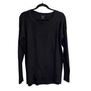 Calvin Klein Jeans Womens Black Textured Knit Sweater Size M Crew Neck Long Slee